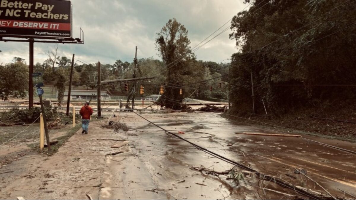 Damage from Hurricane Helene in Asheville, NC