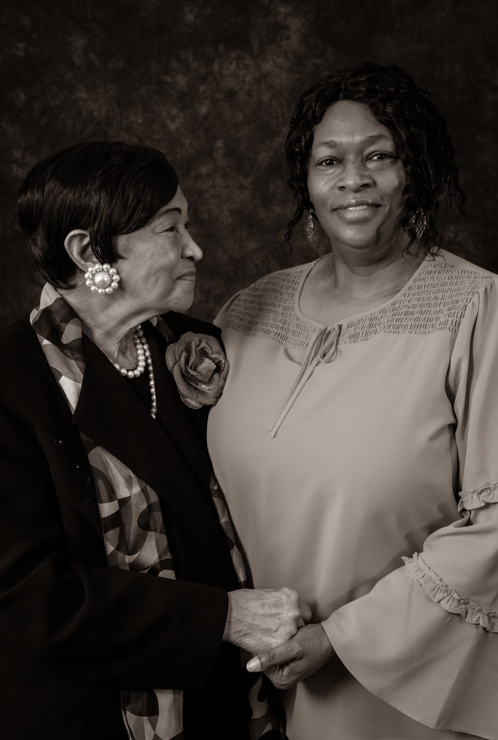 Edith and Karen Darity stand for a portrait
